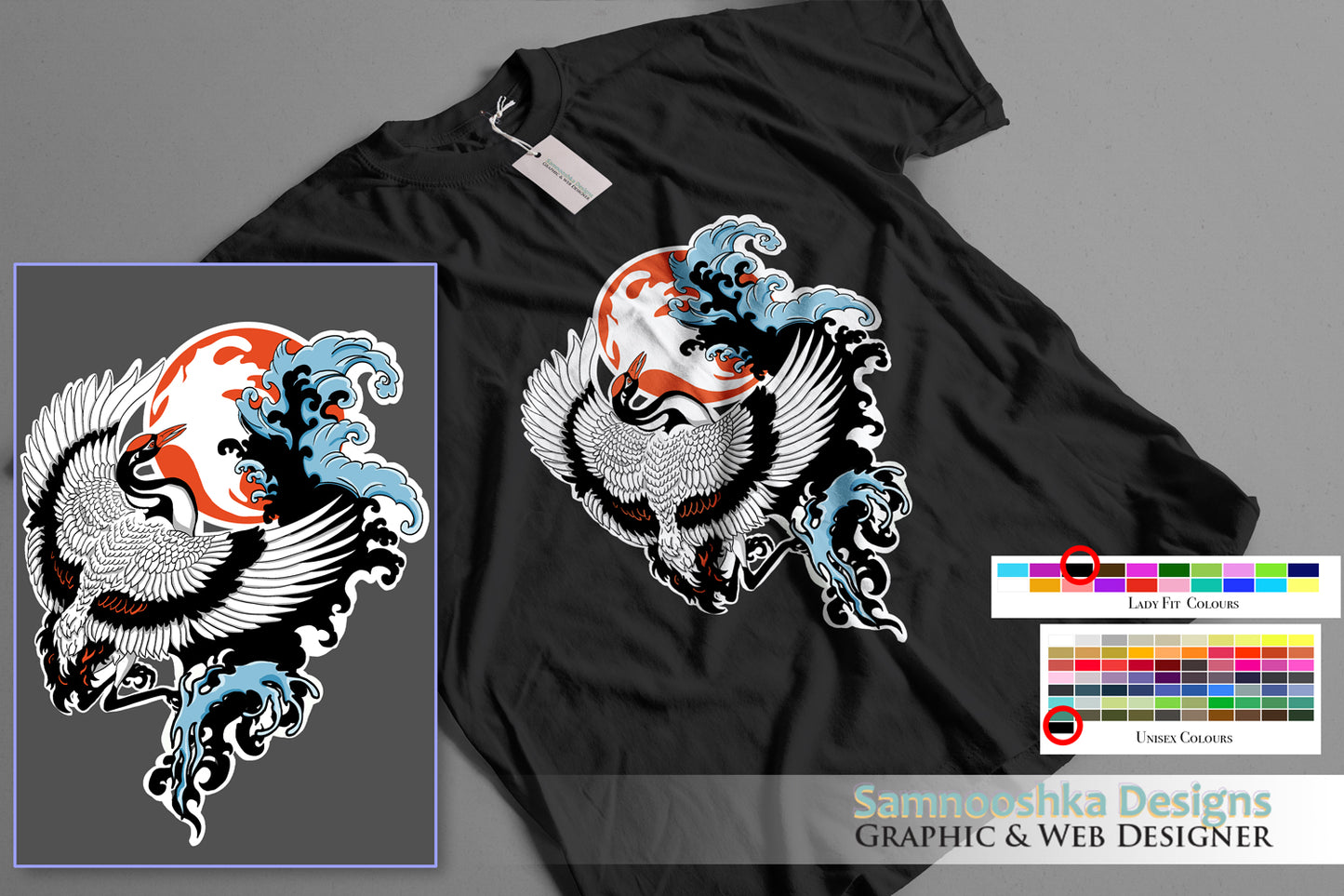 The Crane Short Sleeved Black T-shirt