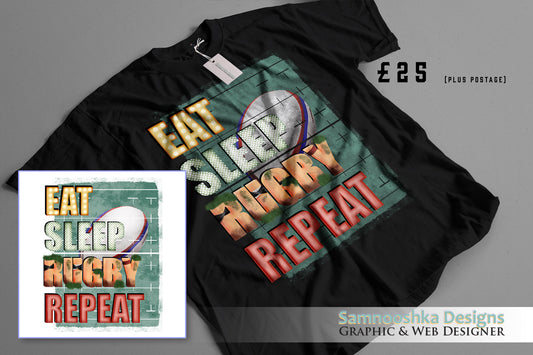 Eat Sleep Rugby Short Sleeve T-Shirt