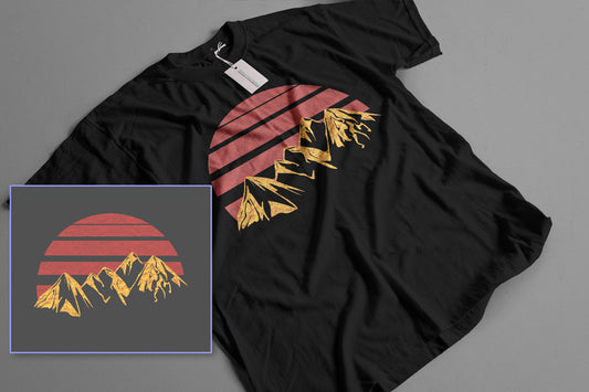 Mountain Sunset Short Sleeve Black T-Shirt