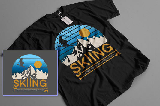 Skiing Is Better Short Sleeve Black T-Shirt